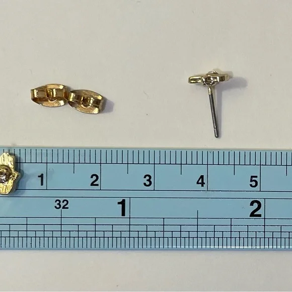 Hamsa Hand‎ Gold Rhinestone Stud Earrings Dainty Timeless Quiet Luxury Mystical - Picture 8 of 9